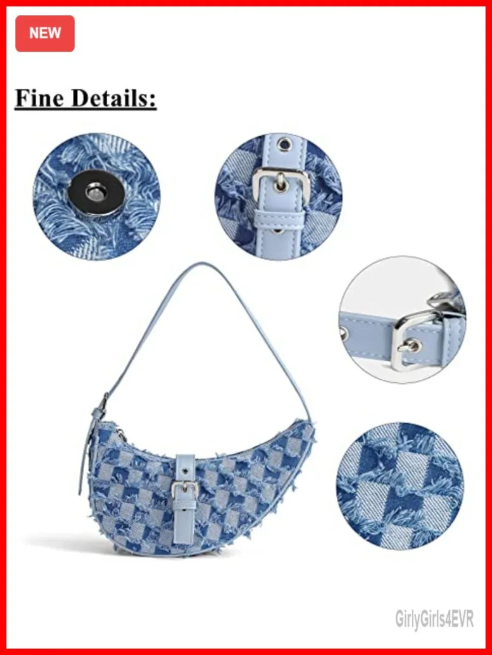 Chic Half Moon Saddle Hobo Bag Vegan Leather Shoulder Purse Handbag
